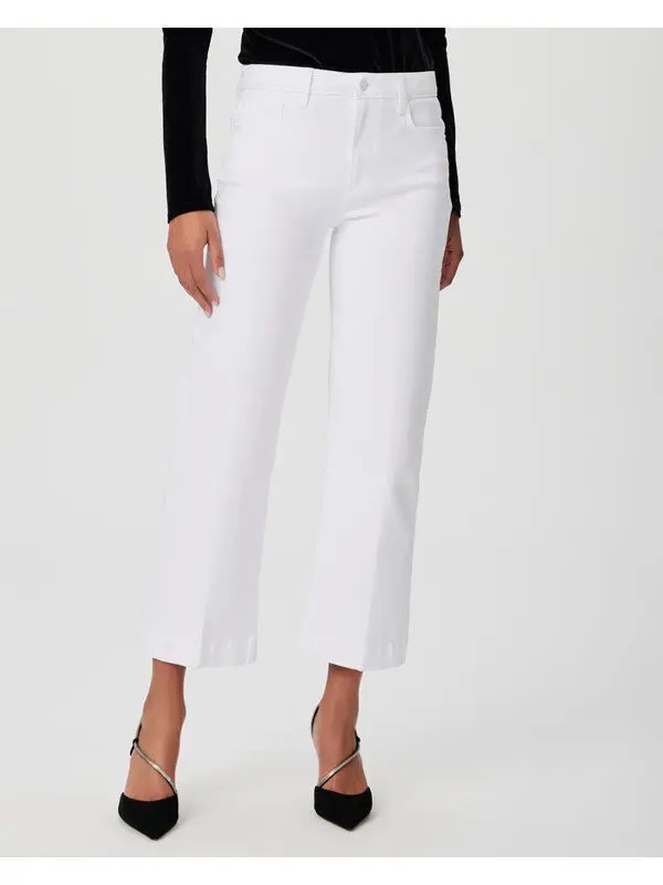 Paige Leenah Ankle Wide Leg Jeans White High Rise Crop Size 26